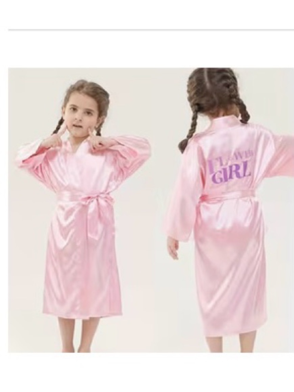 Pink Satin 'Flower Girl' Kids Robe